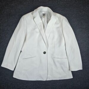 Anne Klein White Textured Blazer Jacket Button Front Women Size S